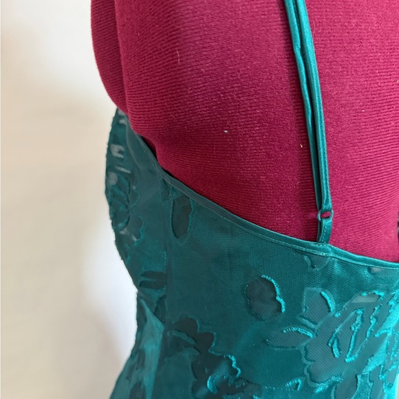 Vintage 90s Victoria’s Secret Green Satin Burnout Floral Maxi Slip Dress Small - Picture 7 of 11